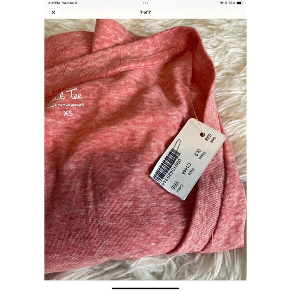 J. Crew Slub Tee Modern Pink Vintage Cotton V-Neck Size XS NWT - Picture 7 of 7